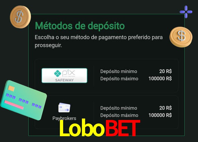 O cassino Lobobet oferece uma grande variedade de métodos de pagamento